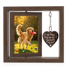 Dog Memorial Gifts for Loss of Dog - Brown 4x6 Rotating Wooden Picture Frame ...