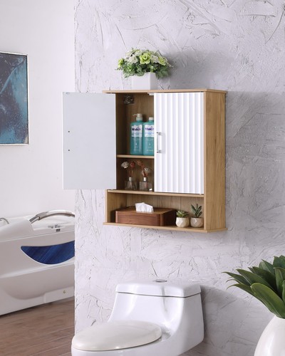 Bathroom Wall Cabinet with Double - Door, Bottom Shelf