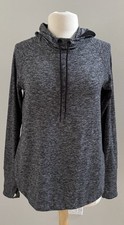 Athleta Womens Grey Space Dye Pullover Hoodie Thumbhole Mesh Hem S 382882-00 EUC