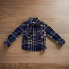 Appaman Toddler Boys Cozy Fleece Overshirt Jacket Blue/Green Plaid Size 2T