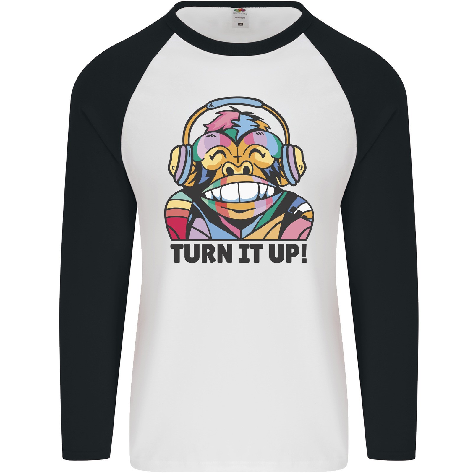 Vuelta It Dar Cuerda Mono Dj Auriculares Música Hombres L/S Camiseta de Béisbol
