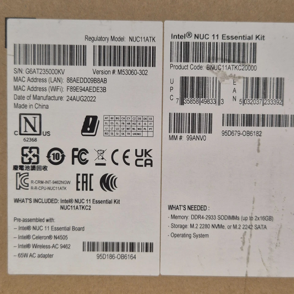 Intel NUC11ATKC2 Mini PC Kit N4505 Alimentatore Wi-Fi 65W (129 EUR 0% IVA) - Immagine 3 di 3