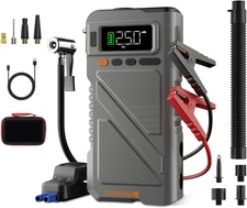 Car Jump Starter 9000A  Air Compressor 9-in-1 12V Jumper Box All Gas 16L Diesel