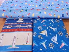 3 Yd Lot Sail Away Cotton Fabric Benartex Beach Boats Summer