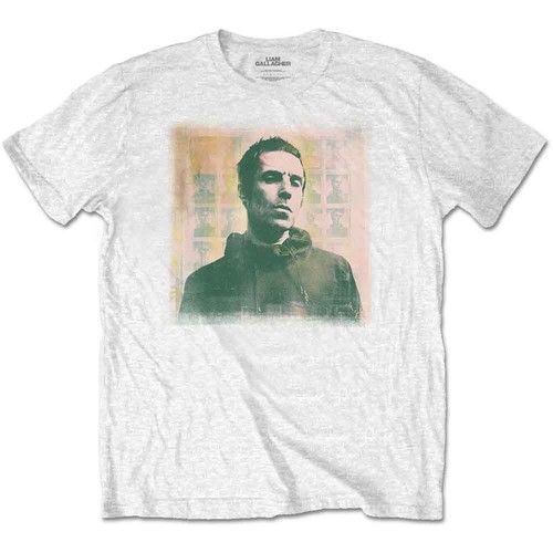 Rock Off Liam Gallagher T Shirt Monochrome Portrait Logo Nuovo Ufficiale Size M