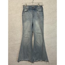 Rewash Jeans Womens 3 High Rise Bootcut Light Wash Distressed Raw Hem Denim Pant