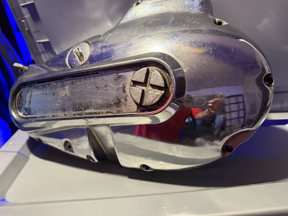 Harley Davidson Ironhead Sportster 900 1000 1971-1976 cubierta primaria del motor izquierdo Foto 2 de 4