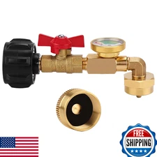 WADEO Propane Refill Adapter w/ Valve, Gauge - Fill 1lb Bottles from 20lb Tank