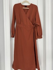 Target Who What Wear Orange Spice Color Wrap Dress Pockets Long Sleeve Small
