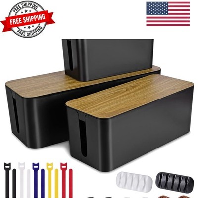 3 Pack Cable Management Box with 18 PCS Cable Management Set - Large & Medium...