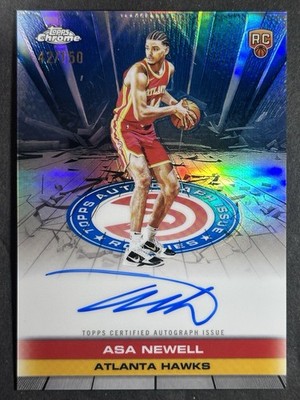 2025-26 Topps Chrome Asa Newell Autograph Issue Rookie Blue Refractor /150 RC