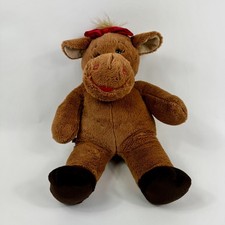 Build A Bear Holly the Moose Christmas Plush Light Brown Red Lips Bow