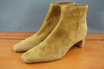 Vince Boots Womens Size 10 Brown Suede Block Heel Ankle Booties Vero Cuoio Shoes