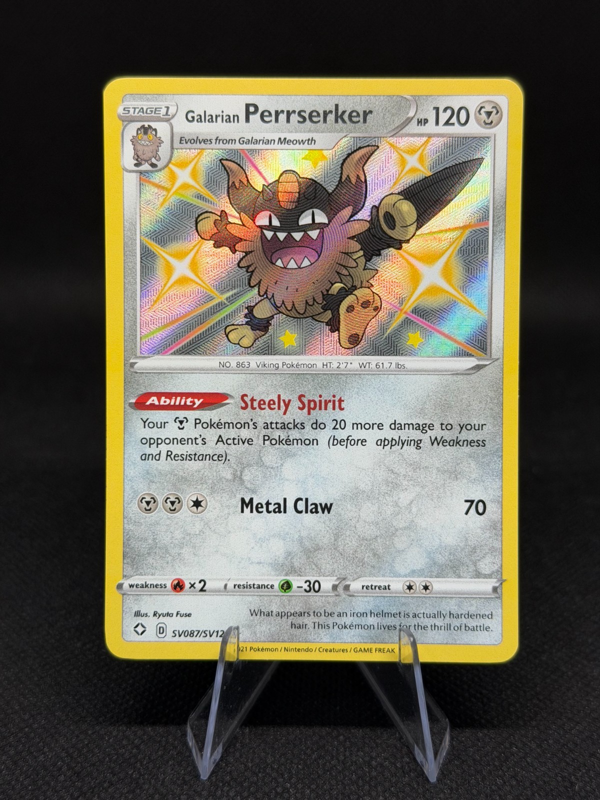 Pokemon TCG Shining Fates: Shiny Vault #SV087/SV122 Galarian Perrserker