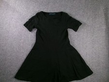 Zara Basic Dress Womens L Black Short Sleeve Fit Flare Viscose Blend Stretch