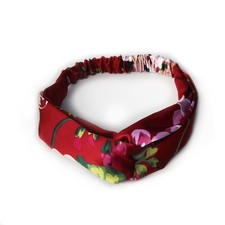 50 Red Floral Knotted Chiffon Headbands Women Hair Accessories Bulk Lot