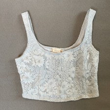 Altar'd State Blue Lace Crop Top Tank Corset Style Floral Boho Festival Medium