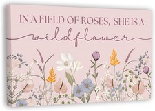 Nursery WallArt D cor For Baby Girl Room In a Field of RosesShe is a Wildflower