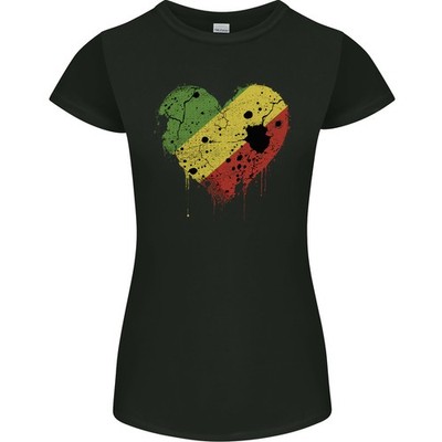 Love Republic Of The Congo Flag Day Fußball Damen Petite Cut T-Shirt