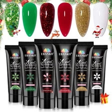 Poly Nail Extension Gel Kit -Christmas 6 Colors Poly Nail Gel White Green Red...