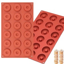 iefoah 2pcs Mini Donut Pan Silicone Mold for Mini Donut, 18 Cavities Silicone Mo
