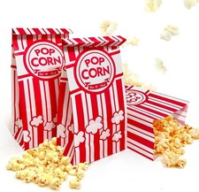 Keriqi Flat Bottom Popcorn Bags, 50 Pcs Paper Popcorn Bags for Family Movie