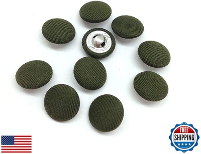 PEPPERLONELY 10PC 15mm Fabric Cloth Covered with Metal Shank Round Buttons, A