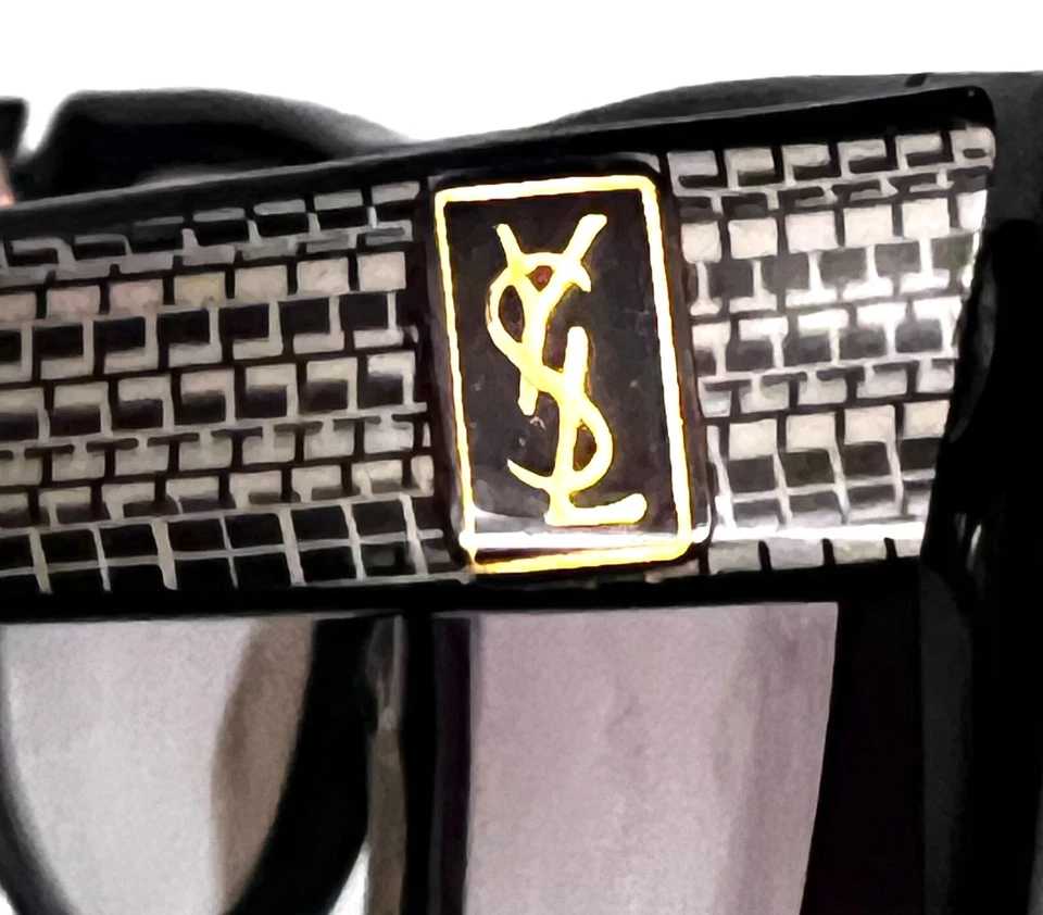Monturas de gafas de colección años 60-70 YSL Yves Saint Laurent negras/mosaico con forma única Foto 3 de 4