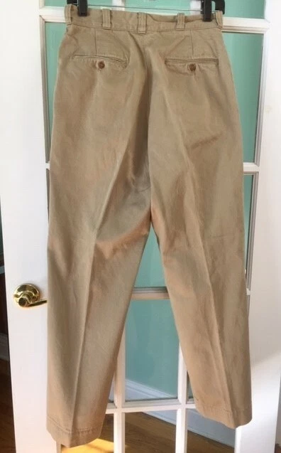 1950's MEN'S US ARMY KHAKI CHINO PANTS BUTTON FRONT W30”x L38” TAN