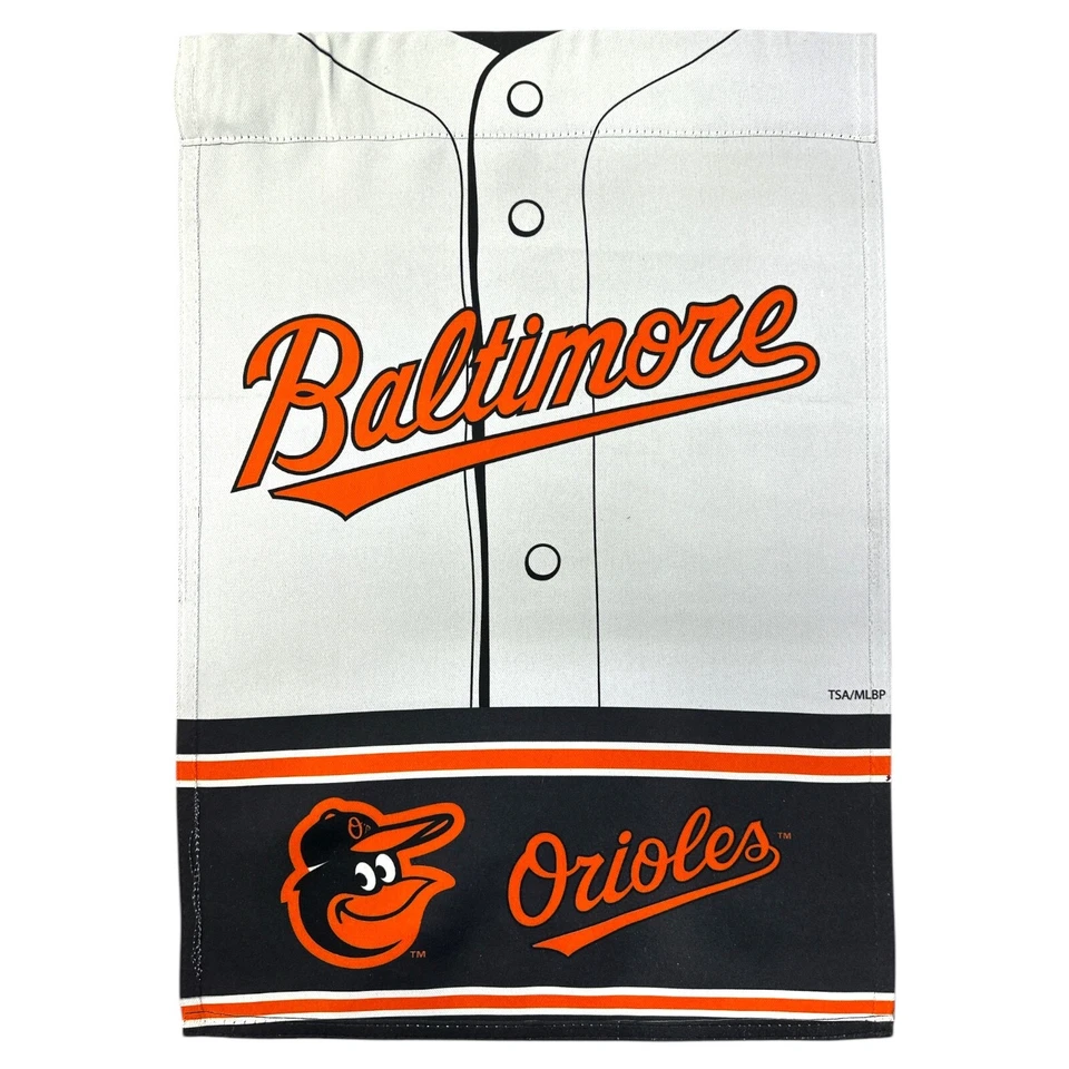 Baltimore Orioles 12.5 x 18 Inch Double Sided Suede Foil Garden Flag - Image 2 of 2