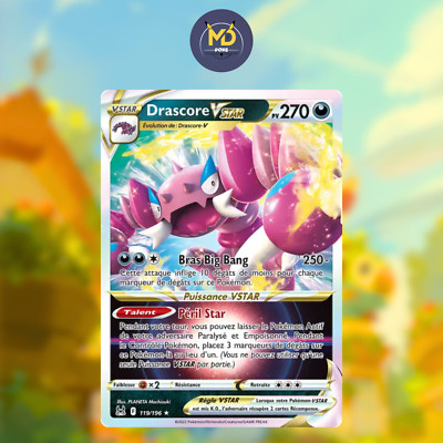 Pokemon Karte Französisch - Drascore VSTAR 119/196 - Verlorener Ursprung