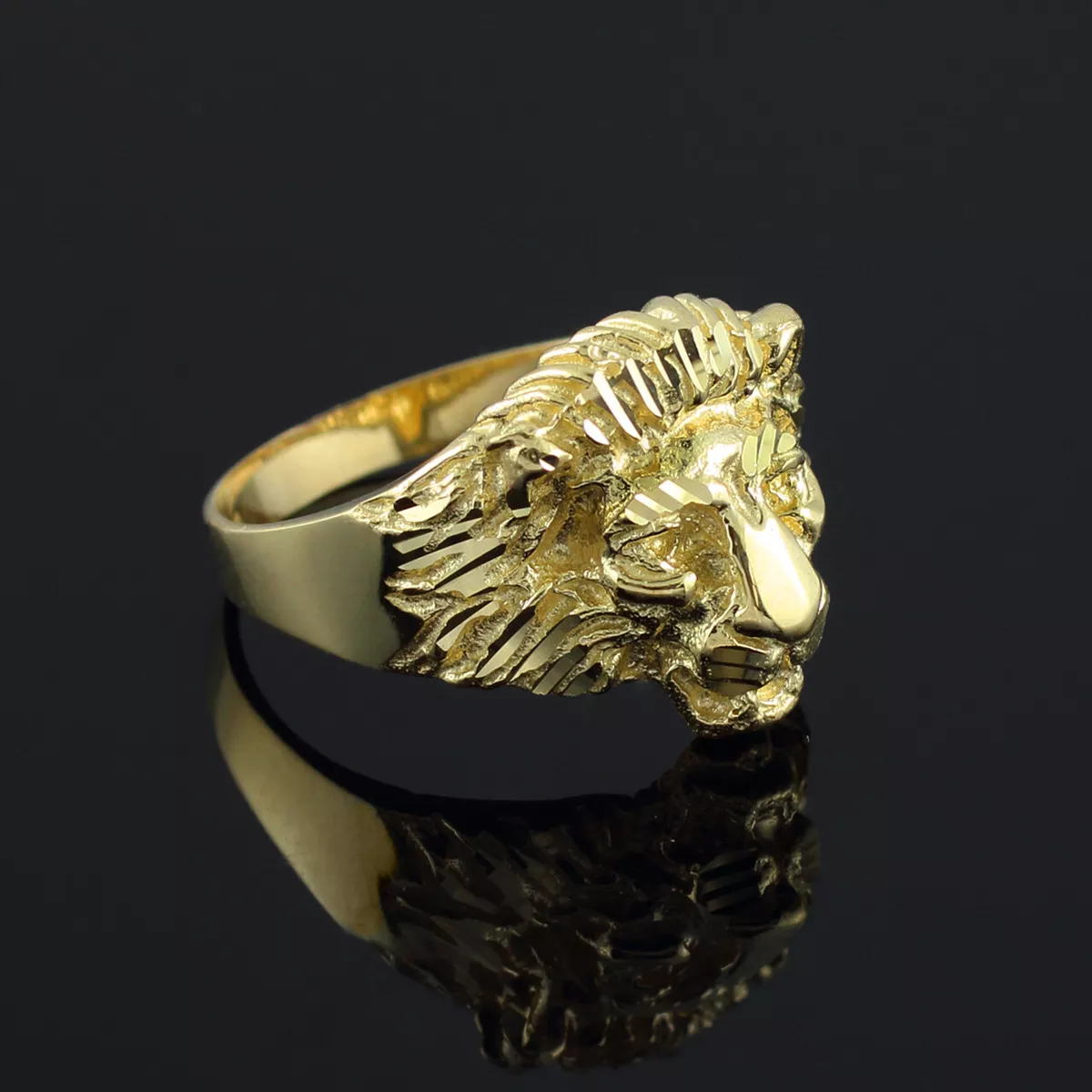 Mens gold ring with lion head outlet