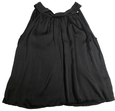 Sofia Womens Italian Sleeveless Top Sz 4 Black Pleated Halter Neck Tie-Back