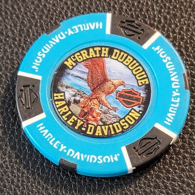 McGRATH DUBUQUE HD ~ IOWA (Bikers Blue Full Color) Harley Davidson Poker Chip