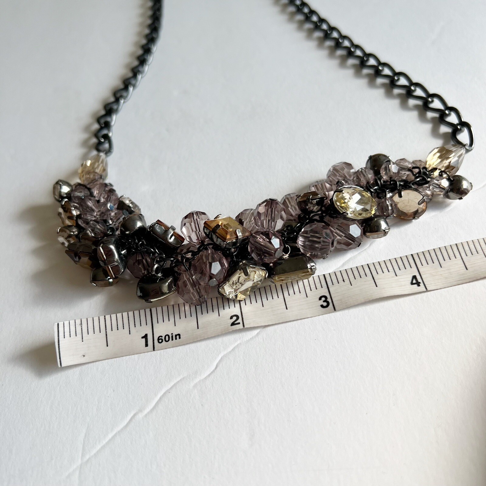 Loft multicolor beaded statement necklace gunmeta… - image 9