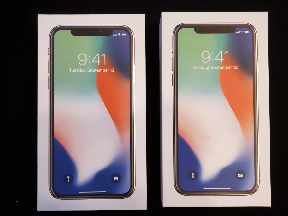 2 PACK EMPTY RETAIL BOX ONLY Apple iPhone X, Silver, 256GB (NO