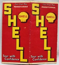 SHELL OIL SERVICE STATION HIGHWAY ROAD MAP OF PENNSYLVANIA 1939 AUTO TRAVEL