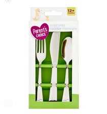 Parent's Choice Stainless Toddler Silver Flatware 12 Months 3 Piece Set