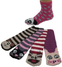 Unisex Super Soft Fuzzy Stripe Socks, With Animal Design, 6-Pack, Size 9-11
