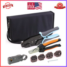 Coax Ratchet Crimping Tool Kit for Coaxial RG Cable RF Connector with 5 Changeab