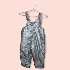 Toddler Girl 3T baby Vintage Silver Puffer Bib Snow Pants