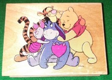 Disney Winnie The Pooh Rubber Stamp "Hugs All Around" All Night Media 4" x 3"