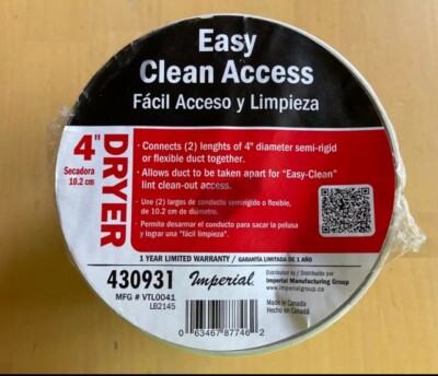 Imperial 4'' Round Dryer Duct Adapter Easy clean Access Laundry Appliances Dryers