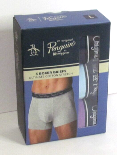 Penguin Munsingwear 3 Pack L (36-38) Boxer Briefs Ultimate Cotton Stretch NWT