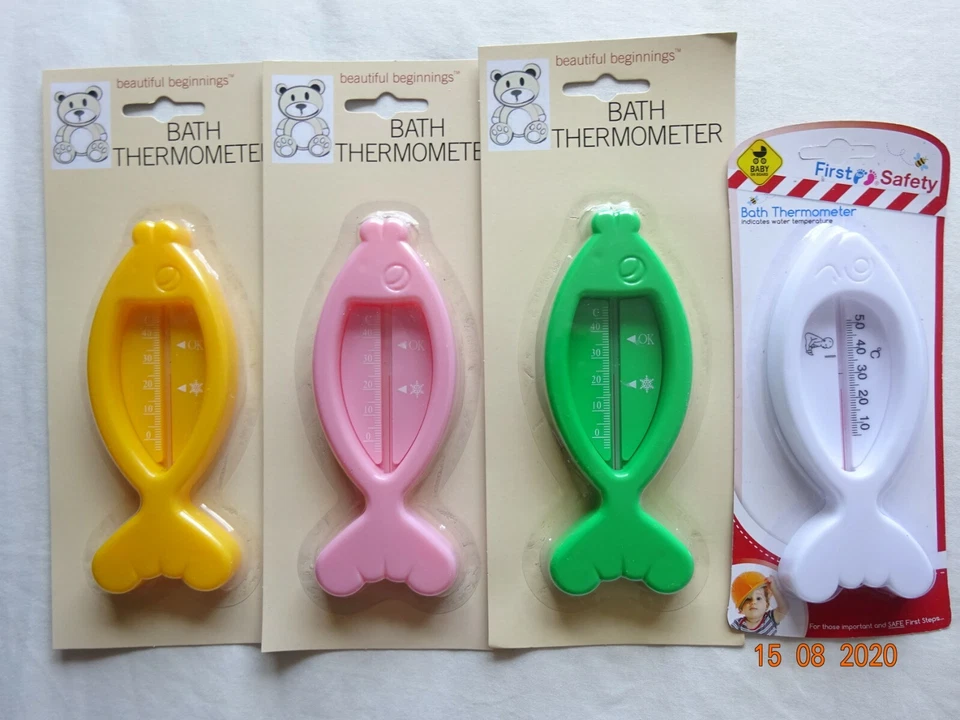 FIRST STEPS OR BEAUTIFUL BEGINNINGS Baby Child Bath Thermometer Floating White Fish Shaped Water Temperature