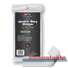 Pack of 400 BCW Resealable Team Set Bags Baseball Trading Card Poly Sleeves bags