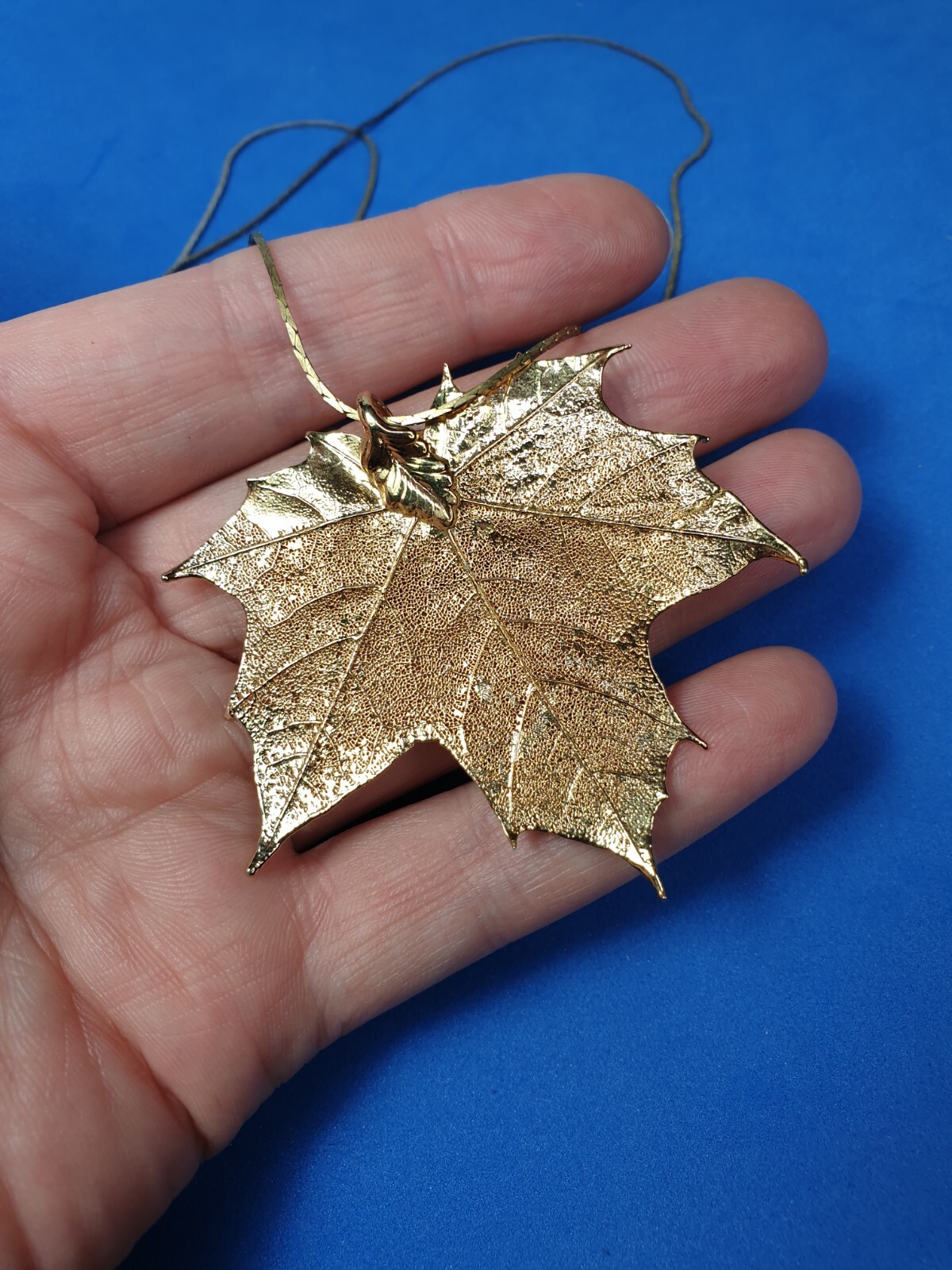 Vintage Gold Dipped Maple Leaf Necklace Pendant +… - image 1