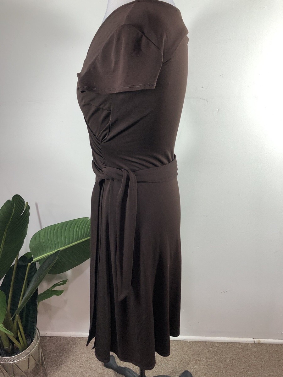 bcbgmaxazria brown dress Vintage Bcbgmaxazria Brown Silk Y2K Mini Dress Womens 6 Bubble Hem Sleeveless