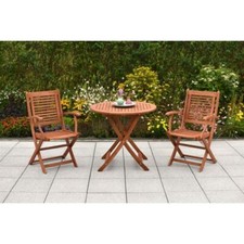 Merxx Gartenmöbel Cordoba Set 3tlg. 2 Klappsessel + 1 Klapptisch Ø 65cm natur