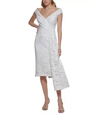 ELIZA J Women's Lace Off-The-Shoulder Sheath Dress Ivory/Beige Size 4 $248